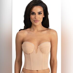 Dominique Valerie Backless Strapless Bra 6390 V-Wire Plunge Mocha 34 DD NWT